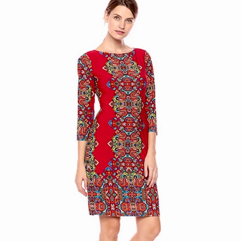 London Times red paisley dress